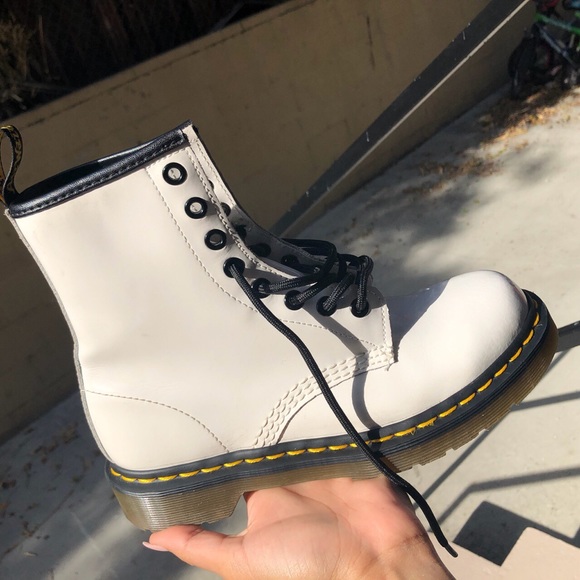 white glossy doc martens